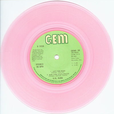 Pink vinyl solid centre B-side
