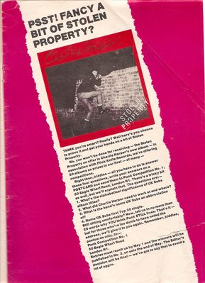 Competition to win the Stolen Property LP in Punk Lives magazine issue 1 - From the David Ensminger collection - click to enlarge